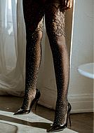 Exclusive stockings, small fishnet, rhinestones, jacquard lace